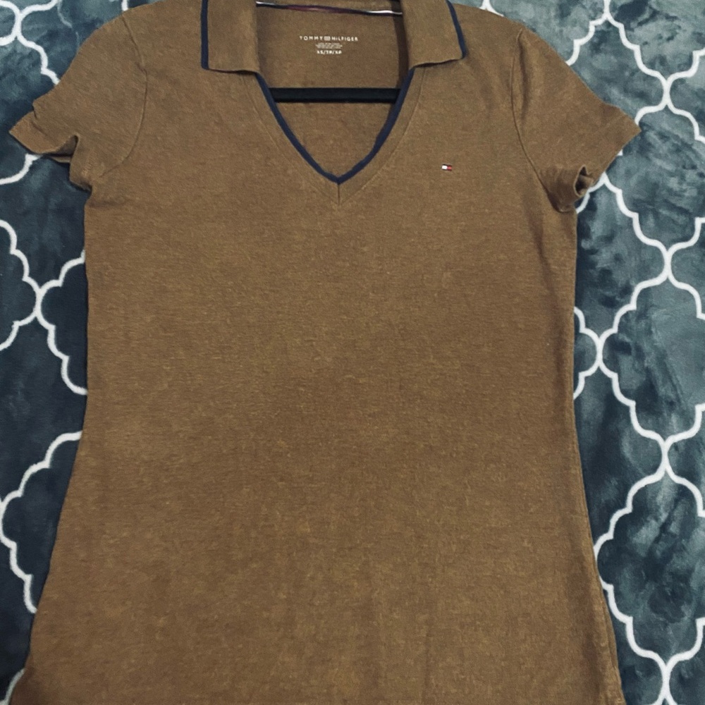 Tommy Hilfiger Brown V-Neck Polo Shirt
